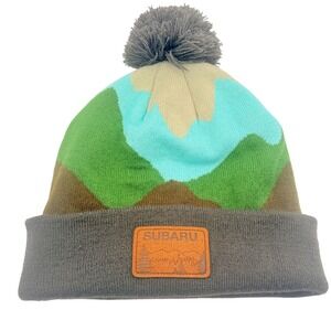 Subaru Mountain Pom Pom Knit Beanie Forester Landscape Hat